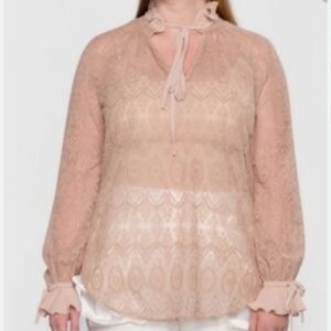 🆕️Elvi Nude Blush Long Embroidered Sheer Lace Victorian